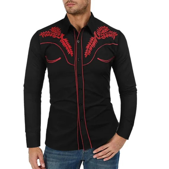 Western Vintage Print Tee Cotton Long Sleeve Shirt 1 | PricZone