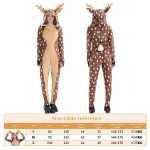 Reindeer Christmas Hoodie Pajama Adult Jumpsuit 6 | PricZone