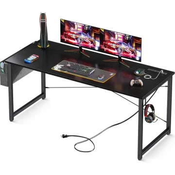 Compact Computer Desk with Power Outlet & Storage 1