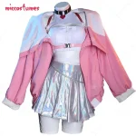 Womens Pink Cosplay Costume Set Top and Skirt 3 | PricZone