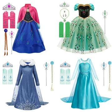 Elsa Anna Princess Dress Floral Cosplay Costume 1