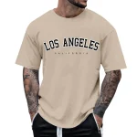 Mens Round Neck Letter Print Casual Short Sleeve T Shirt Plain T Shirt 4 | PricZone