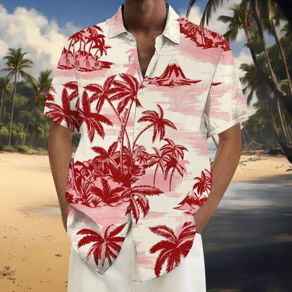 Hawaii Casual Holiday Mens Flower Print Shirts Summer Short Sleeve Lapel Button Up Camisole Handsome Male Casual Beach T Shirts 3 | PricZone