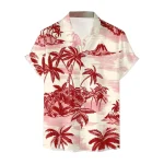 Hawaii Casual Holiday Mens Flower Print Shirts Summer Short Sleeve Lapel Button Up Camisole Handsome Male Casual Beach T Shirts 4 | PricZone