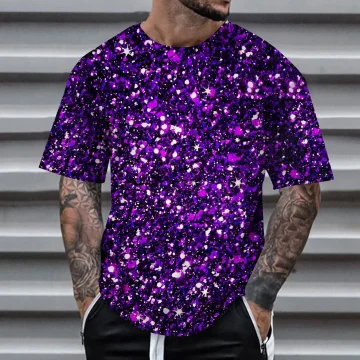 Mens 3D Sequin Pullover Short Sleeve Tee 1