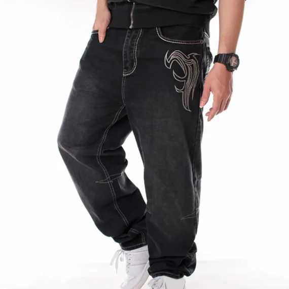 Mens Wide Leg Hip hop Skateboard Denim Pants 1 | PricZone