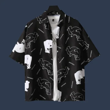 Goose Print Mens Hawaiian Beach Shirt 2