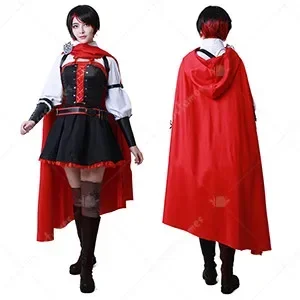 Red Battle Cosplay Dress with Cloak 2