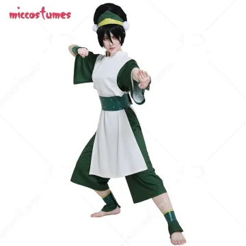 Green Kungfu Womens Cosplay Suit with Hairband 1