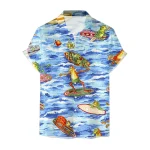 Hawaii Casual Holiday Mens Flower Print Shirts Summer Short Sleeve Lapel Button Up Camisole Handsome Male Casual Beach T Shirts 2 | PricZone