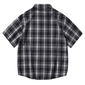 Mens Japanese Vintage Plaid Printed Shirt 2