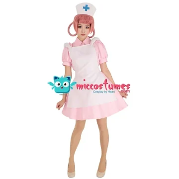 Pink Nurse Cosplay Costume with Hat 2