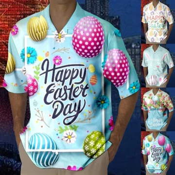 Mens Easter Casual Short Sleeve T Shirt Festive 1