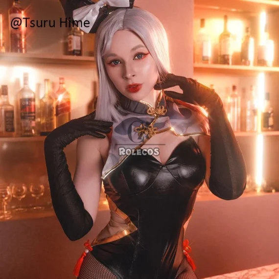 Womens Sexy Genshin Shenhe Bunny Cosplay Costume 4 | PricZone