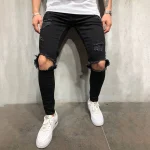 Men Slim Fit Ripped Jeans Punk Streetwear 1 | PricZone