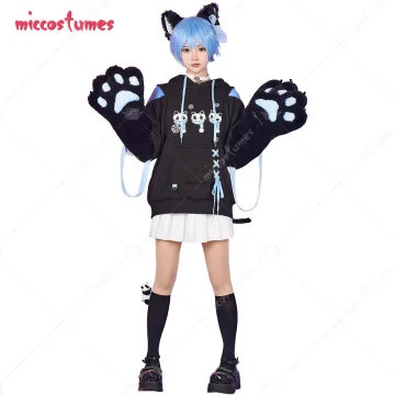 Hoodie with Bag and Cat Paw Gloves 1