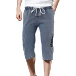 Mens Slim Stretch Casual Loose Denim Capri Shorts 4 | PricZone