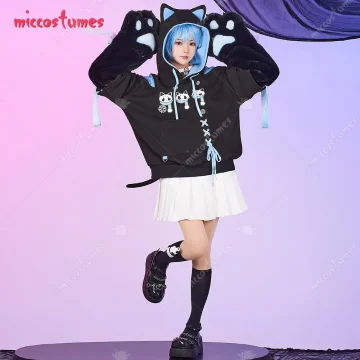 Hoodie with Bag and Cat Paw Gloves 2