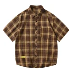 Mens Japanese Vintage Plaid Printed Shirt 3 | PricZone