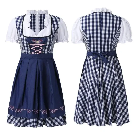 Womens Oktoberfest Plaid Dirndl Dresses Cosplay 5 | PricZone