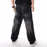 Mens Wide Leg Hip hop Skateboard Denim Pants 4 | PricZone