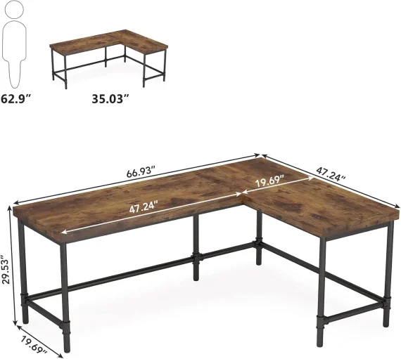 67 Inch Reversible L Shaped Computer Desk 3 | PricZone