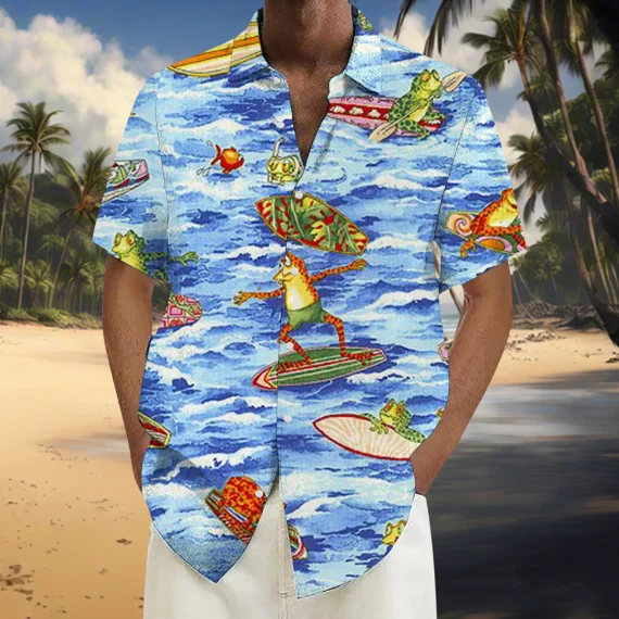 Hawaii Casual Holiday Mens Flower Print Shirts Summer Short Sleeve Lapel Button Up Camisole Handsome Male Casual Beach T Shirts 1 | PricZone