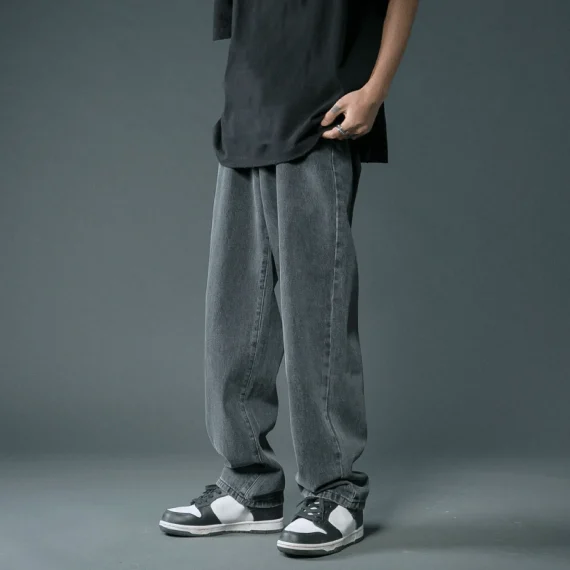 2023 New Street Casual Baggy Jeans Mens Streetwear Hip Hop Straight Wide Leg Trousers Students Denim Pants Blue Black White 5 | PricZone