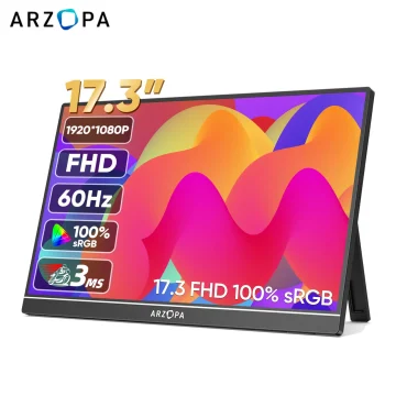 ARZOPA 17.3 FHD Portable Monitor 1080P External Display IPS Screen with USB C mini-HDMI Port for Laptop Mac PC Xbox PS Switch 1