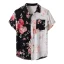 Mens Casual Printed T-Shirt Turndown Collar Top