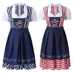 Womens Oktoberfest Plaid Dirndl Dresses Cosplay 1 | PricZone