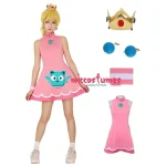 Womens Peach Princess Cosplay Dress with Crown 1 | PricZone