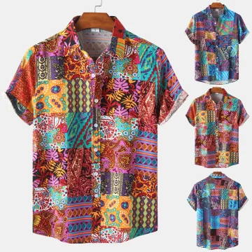 Mens Casual Hawaiian Printed Short Sleeve Shirt 1