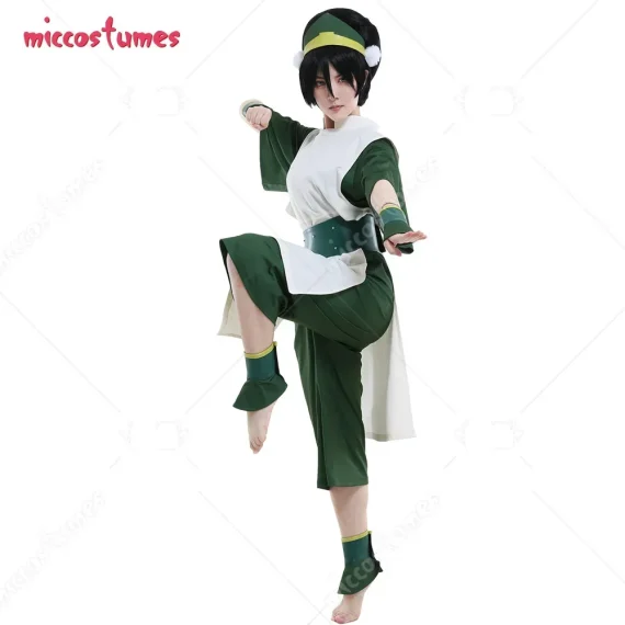 Green Kungfu Womens Cosplay Suit with Hairband 3 | PricZone