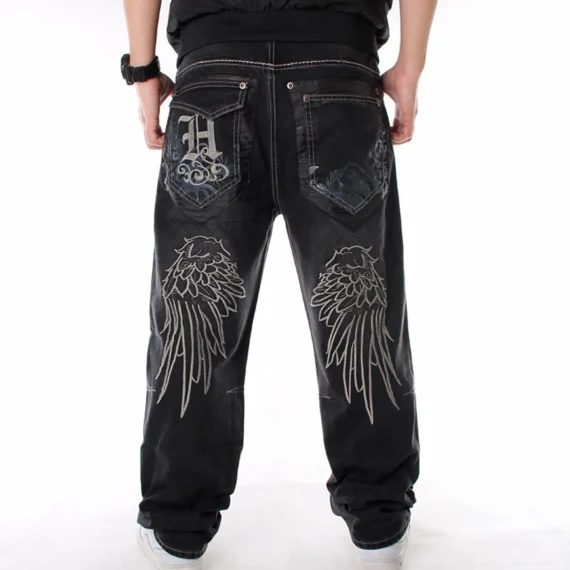 Mens Wide Leg Hip hop Skateboard Denim Pants 3 | PricZone