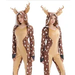 Reindeer Christmas Hoodie Pajama Adult Jumpsuit 1 | PricZone