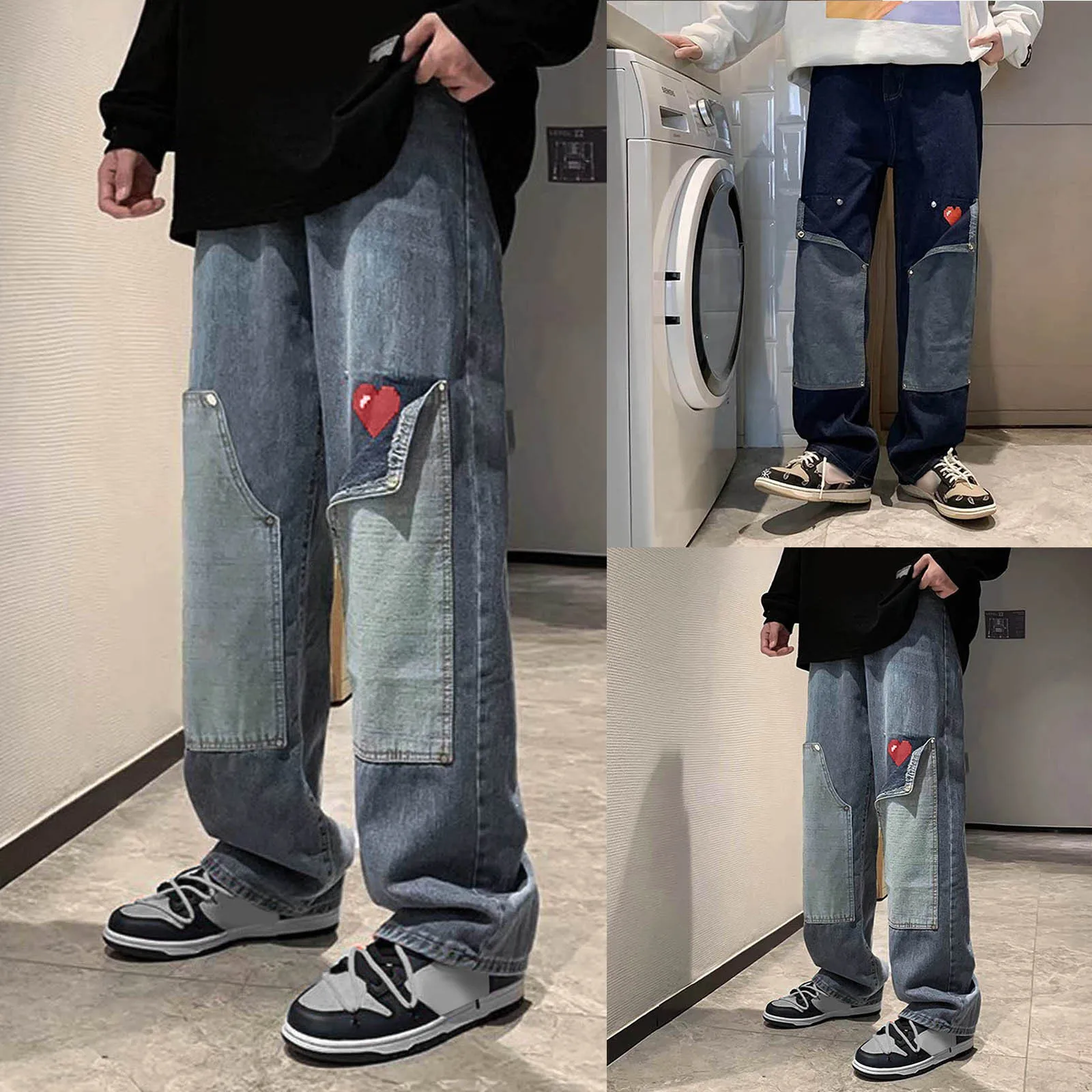 Mens Korean Baggy Jeans Classic Denim 1