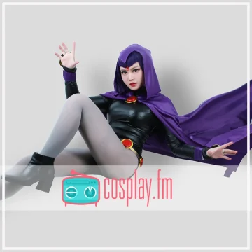 Womens Raven Cosplay Costume Purple Cloak 2