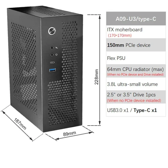 Compact ITX Chassis A4 Mini PC Case Portable 5 | PricZone