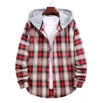 Mens Plaid Hooded Long Sleeve Shirt 4 | PricZone