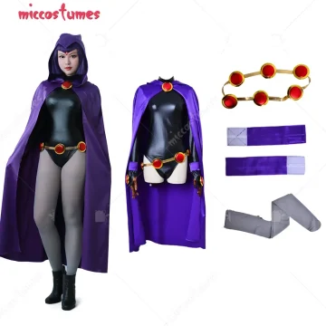 Womens Raven Cosplay Costume Purple Cloak 1