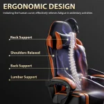 PU Leather Reclining Gaming Chair with Footrest 2 | PricZone