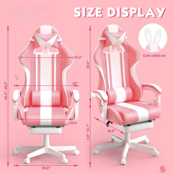 Cute Bunny Ears Gaming Chair with Footrest 3 | PricZone