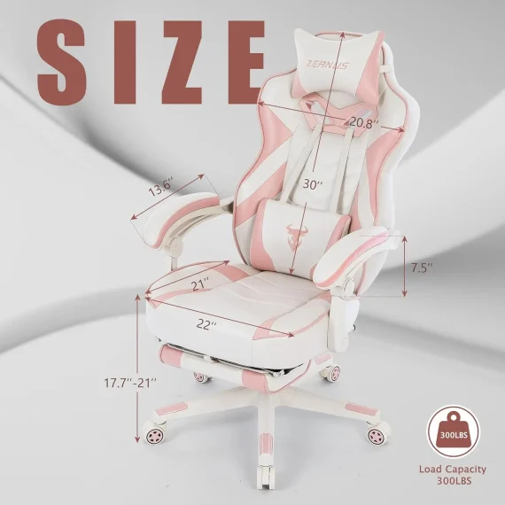 Zeanus Pink Gaming Chair for Girls with Footrest 3 | PricZone