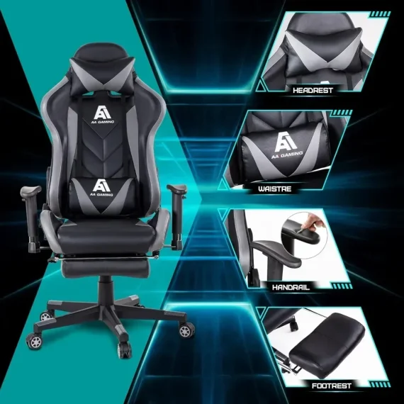 Ergonomic Gaming Chair with Footrest and Adjustable Back 6 | PricZone