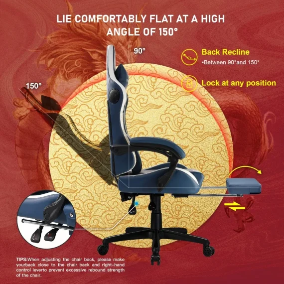 Ergonomic Gaming Chair with Bluetooth and Footrest 3 | PricZone