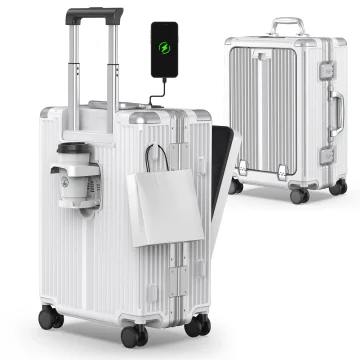 Airline Approved 22 Inch Carry On Suitcase White 1