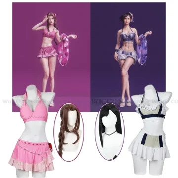 Final Fantasy VII Aerith Tifa Cosplay Swimsuit 1