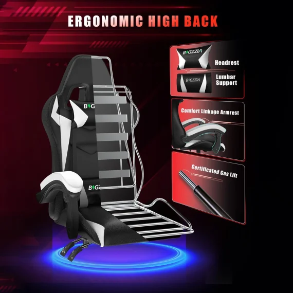 RGB Gaming Chair with LED Lights and Lumbar Support 4 | PricZone