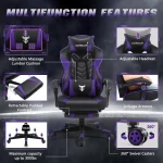 Zeanus Purple Reclining Gaming Chair with Footrest 6 | PricZone